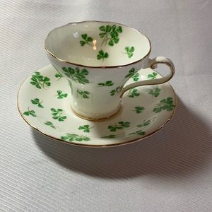 Aynsley Shamrock Corset vintage teacup and saucer.